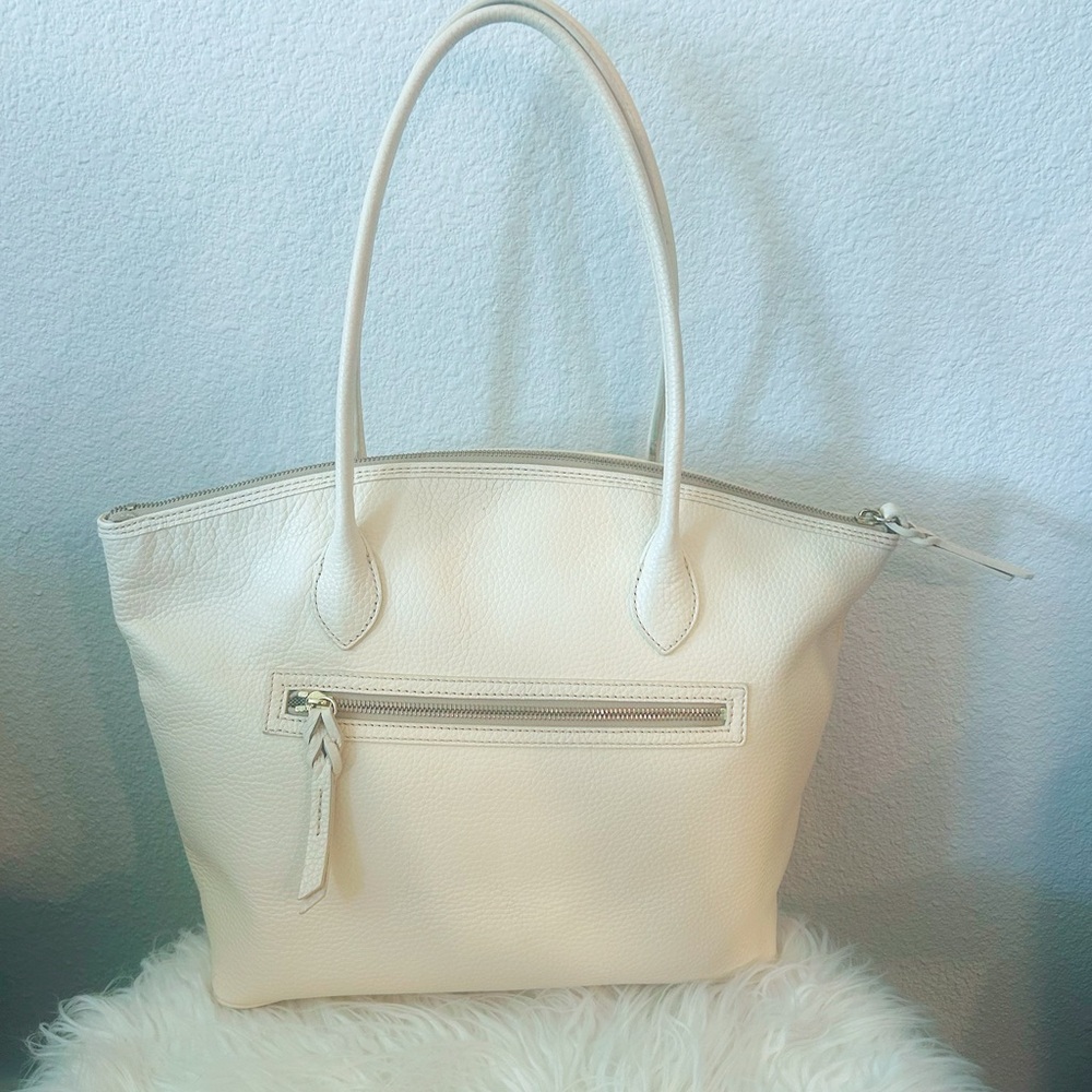 Dooney & Bourke Ivory Leather Large Tote - Picture 2 of 8